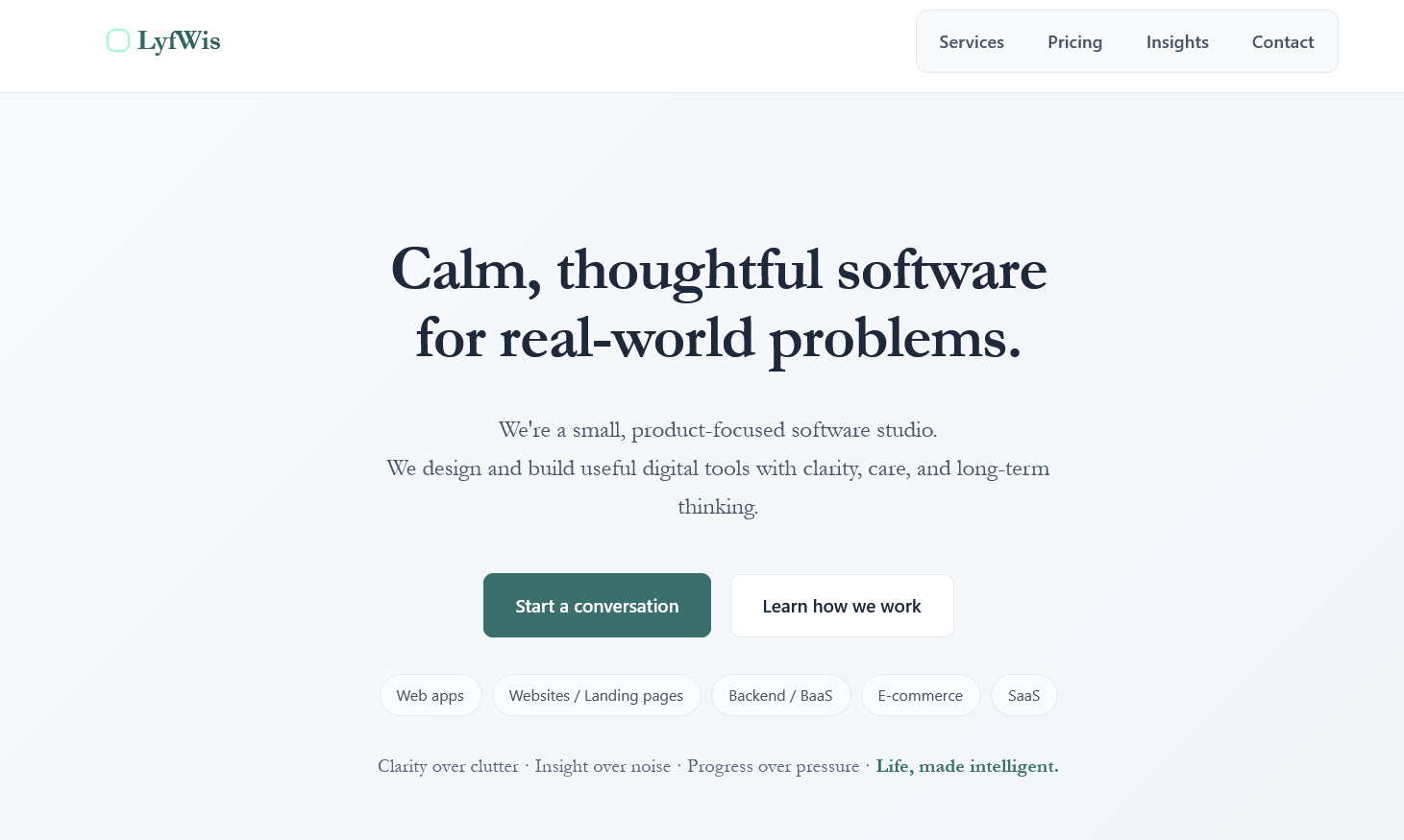 LyfWis.com — a studio site and platform, built end to end